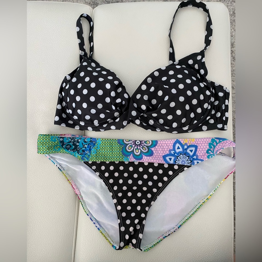 NWOT 3 pcs XXL Bikini set polka flower NWOT - Picture 4 of 6